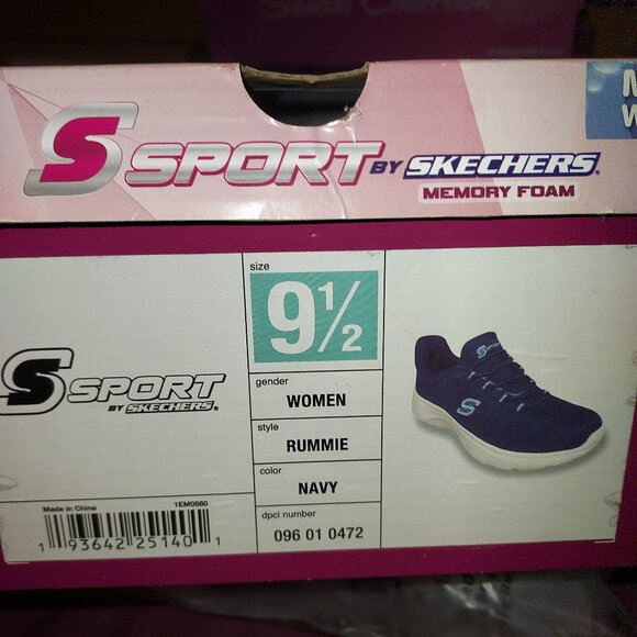 Skechers S Sport Womens Navy Memory Foam Mesh Sneakers Size 9.5M NWT - Picture 6 of 6